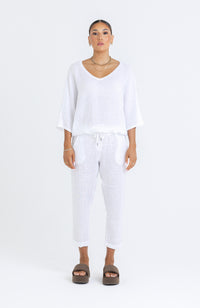 Bobbi Linen Jogger - White