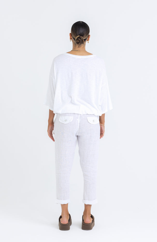 Bobbi Linen Jogger - White