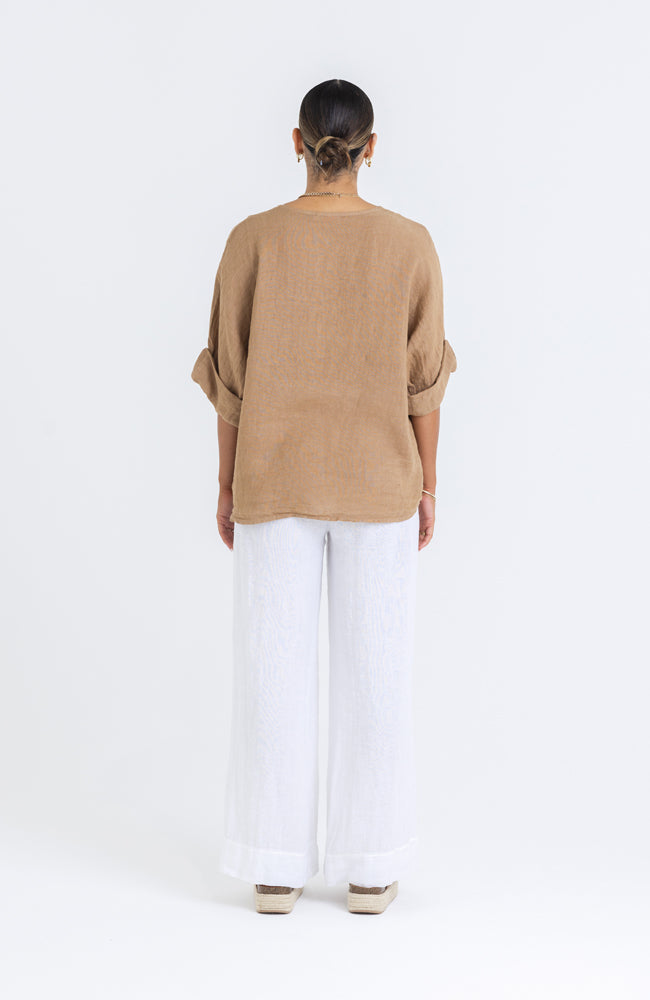 Blake Linen Shirt - Safari