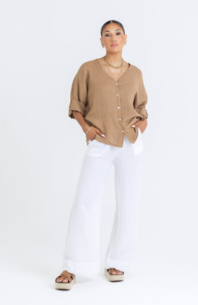 Blake Linen Shirt - Safari