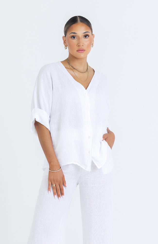 Blake Linen Shirt - White