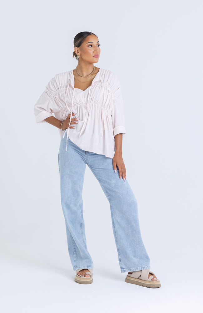 Bahama Linen Top - Blush