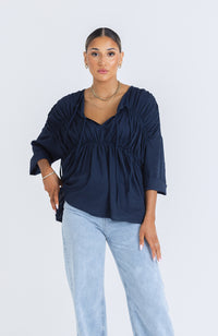 Bahama Linen Top - Navy