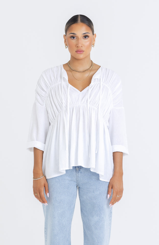 Bahama Linen Top - White