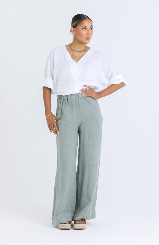 Bowie Linen Pant - Sage