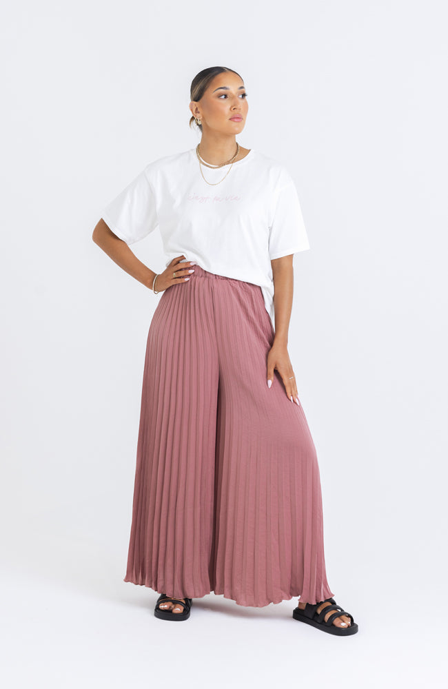 Brooklyn Pleat Pant - Rose