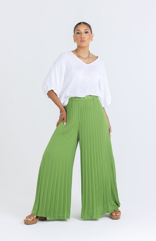 Brooklyn Pleat Pant - Olive