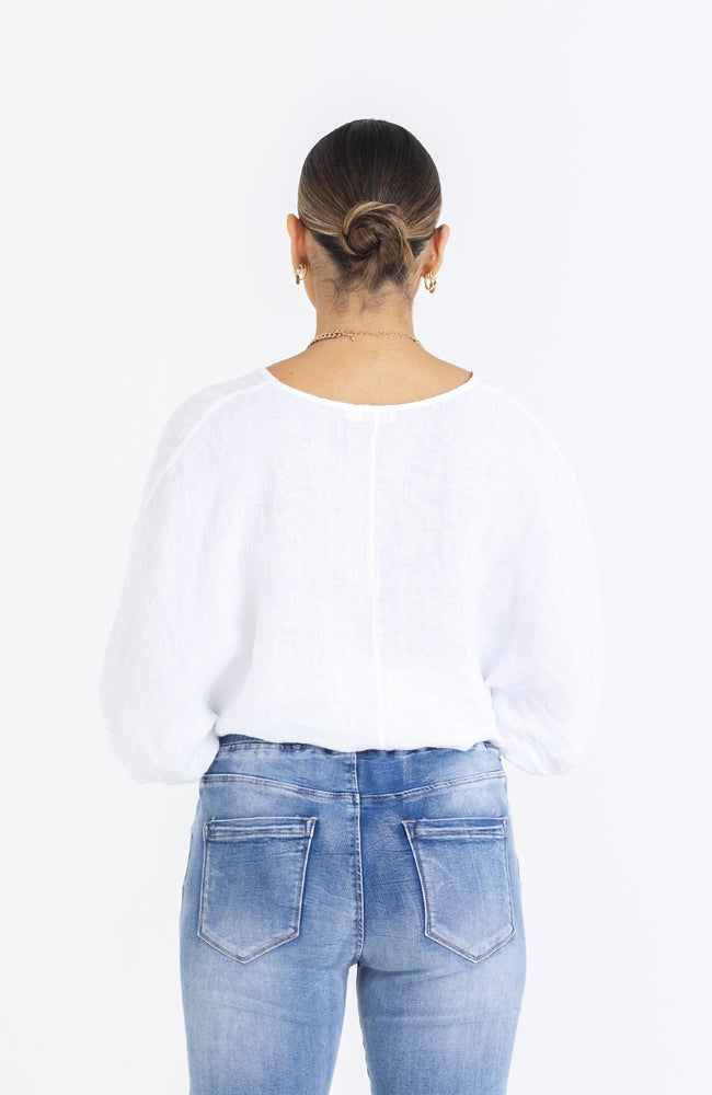 Brianna Linen Top - White