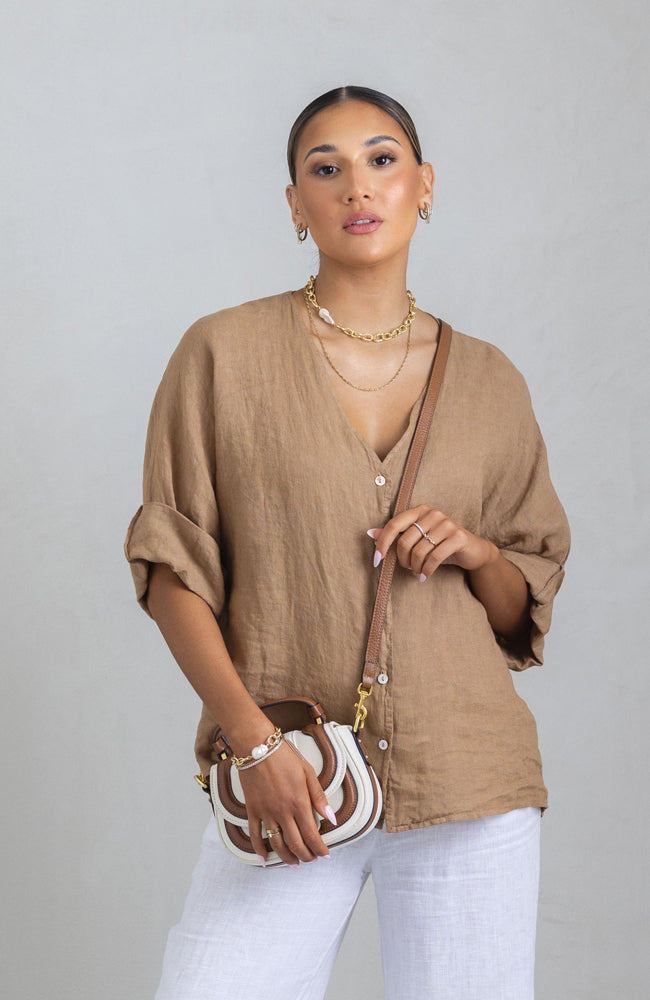 Blake Linen Shirt - Safari