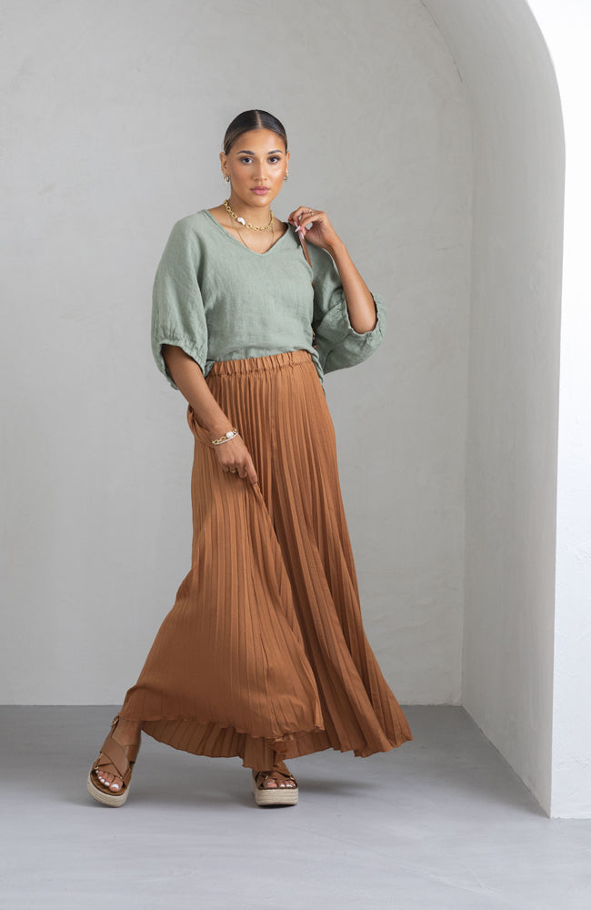 Brooklyn Pleat Pant - Toffee