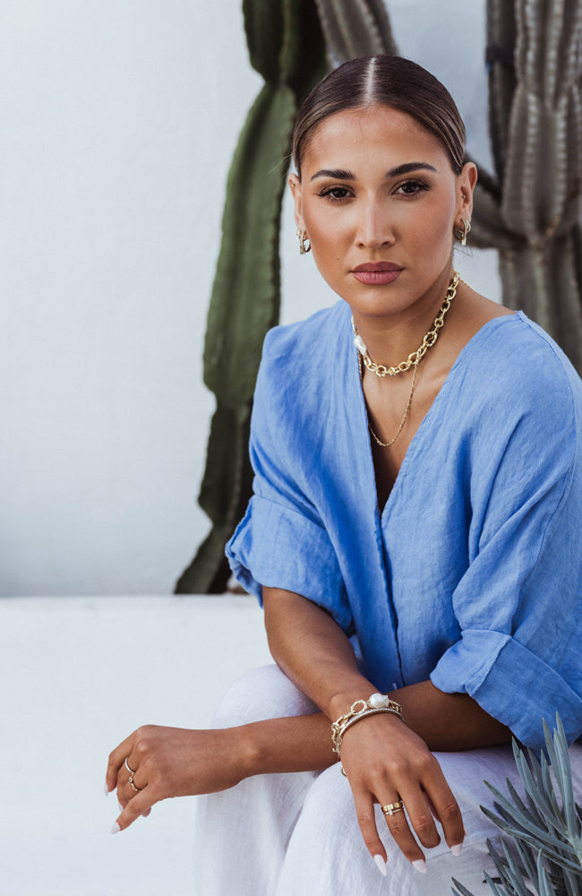 Blake Linen Shirt - Sky