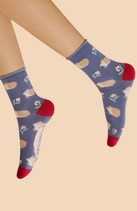 Snuffling Hedgehogs Ankle Socks - Navy
