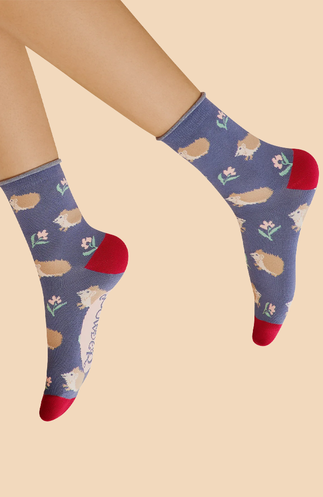 Snuffling Hedgehogs Ankle Socks - Navy