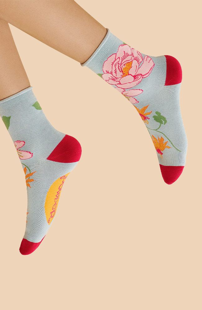 Ankle Socks – Tropical Flora/Ice