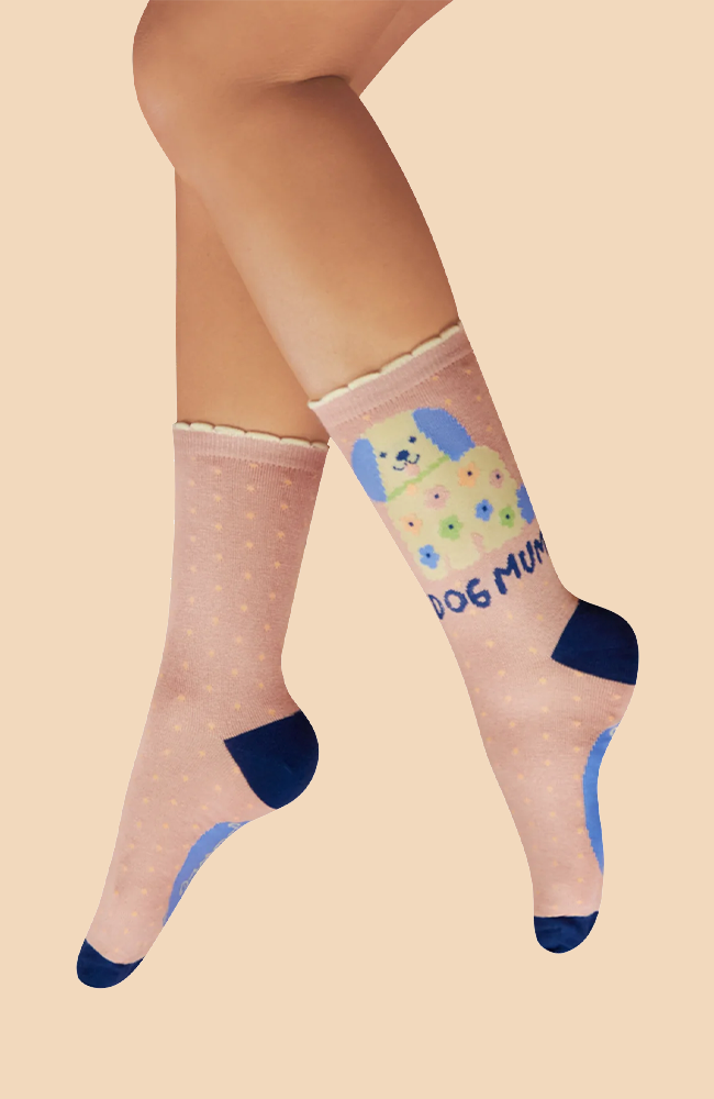 Dog Mum Ankle Socks - Petal
