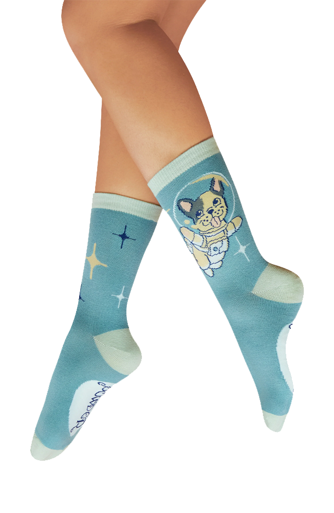 Ankle Socks - Frenchie In Space/Ice