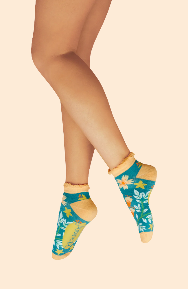 Heavenly Hedgerow Trainer Socks - Teal