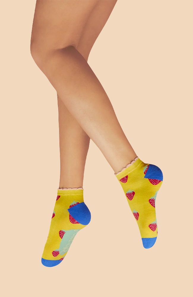 Succulent Strawberries Trainer Socks - Mustard