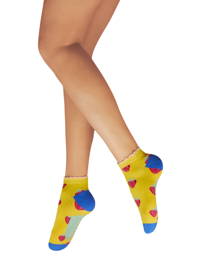 Succulent Strawberries Trainer Socks - Mustard