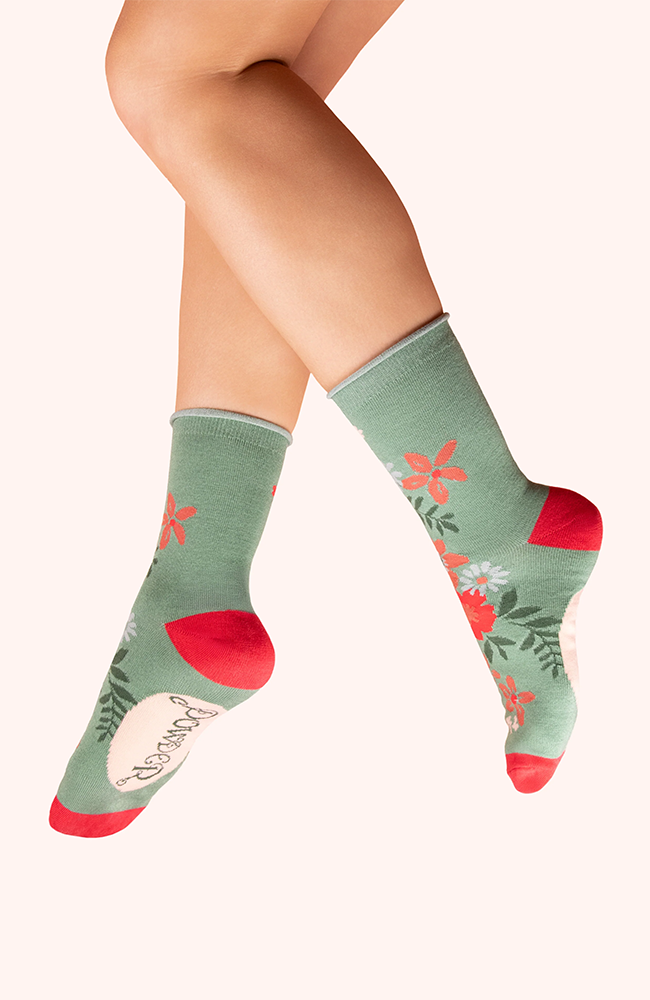 Ankle Socks – Floral Spray/Olive