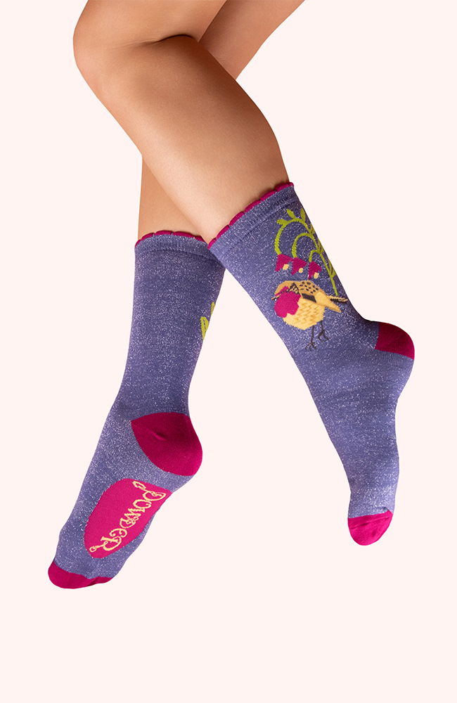 Glitter Ankle Socks - Robin Red Breast