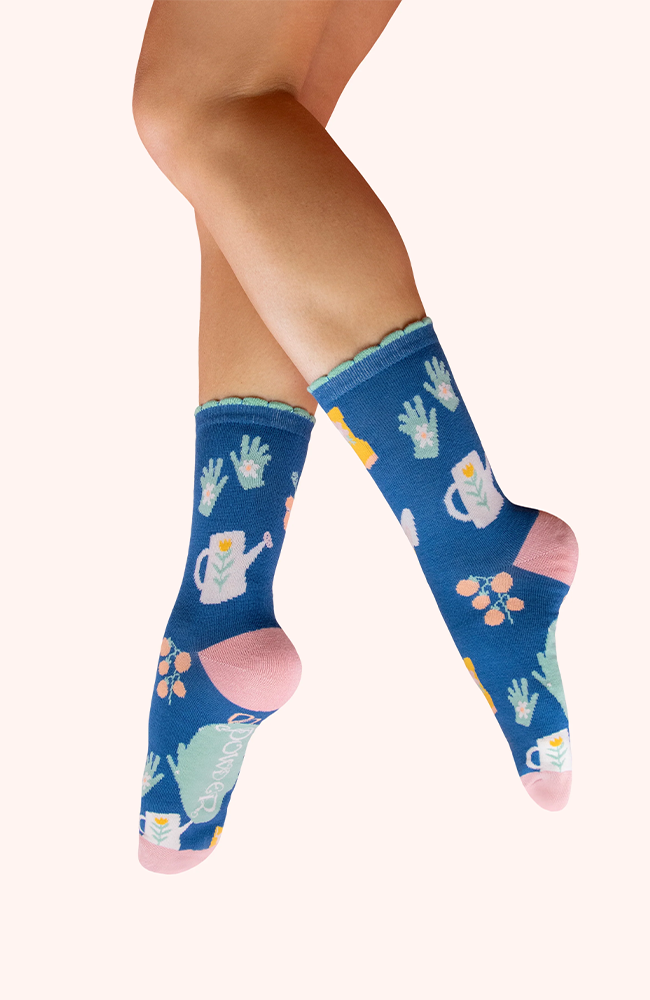 Ankle Socks – Gone Gardening/Cobalt
