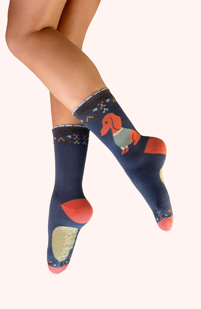 Ankle Socks – Snuggle Sausage Dogs/Denim