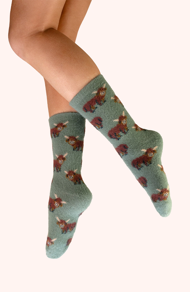 Fuzzy Socks - Highland Cow