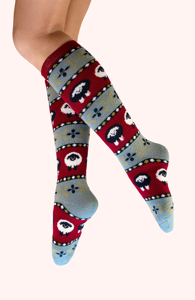Knee High Sock - Fair Isle Sheep