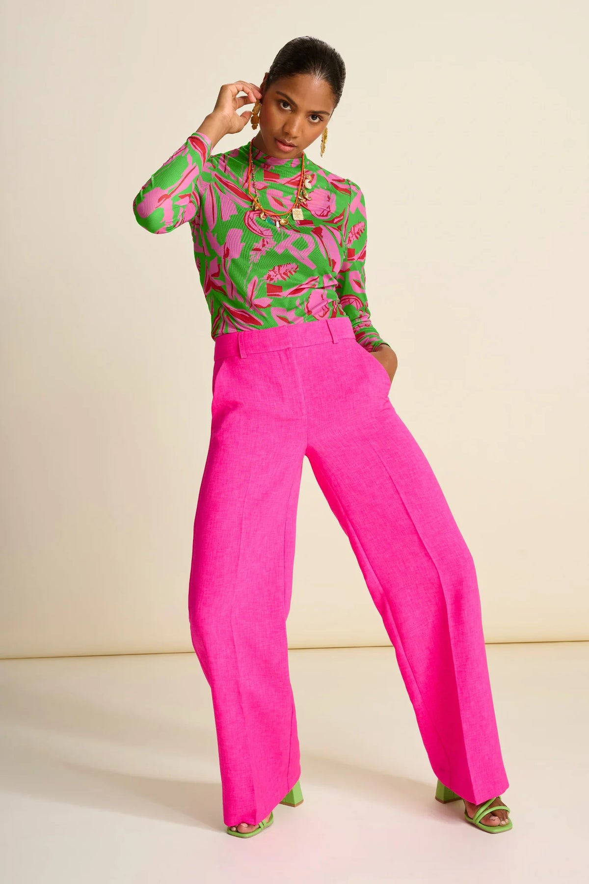 Wide Leg Pant Pink Glow by POM Amsterdam Harlow North