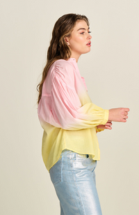 Blooming Faded Blouse - Pink Yellow