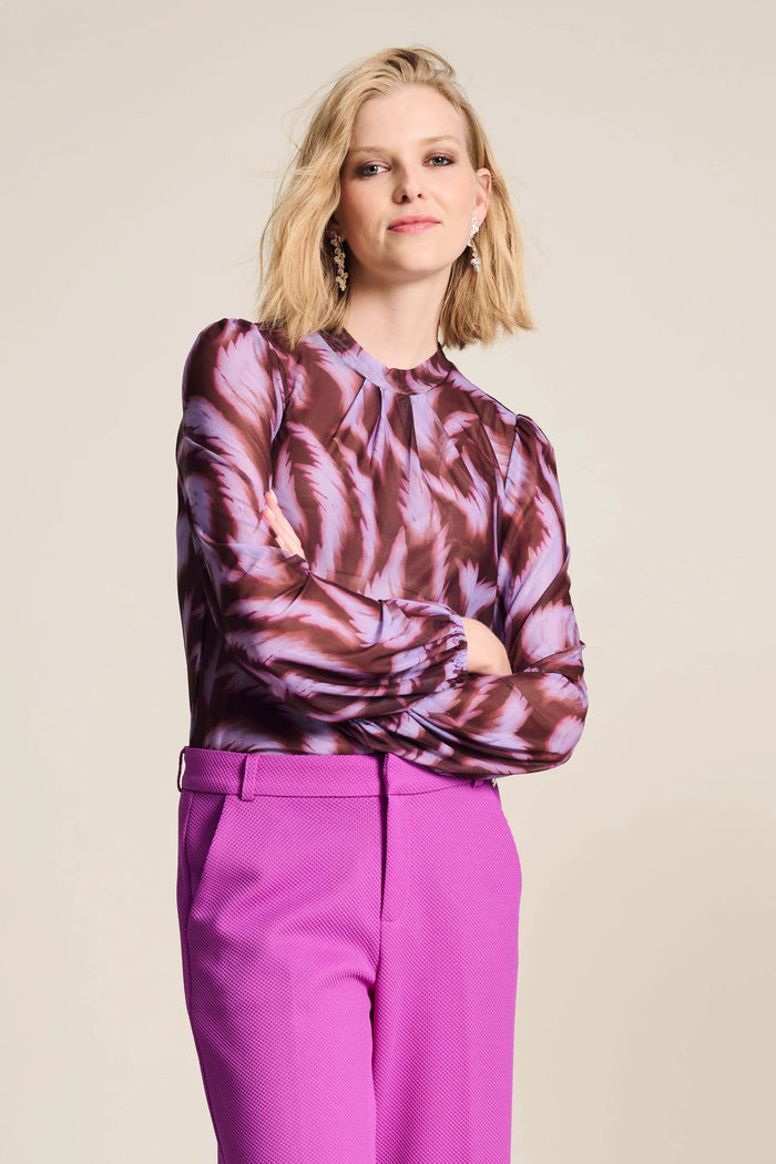 Feathers Mesh Top - Brown