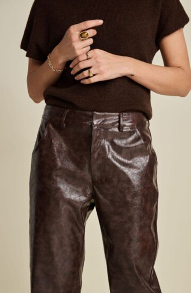 Faux Leather Pants - Brown