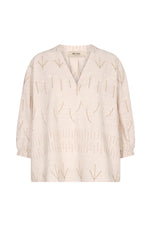 Nadine 3/4 Embroidered Blouse - Tan