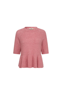 Thora O-Neck Frill Knit - Dusty Rose