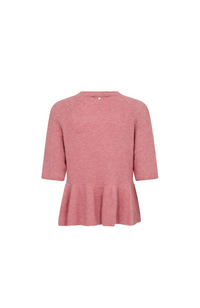 Thora O-Neck Frill Knit - Dusty Rose