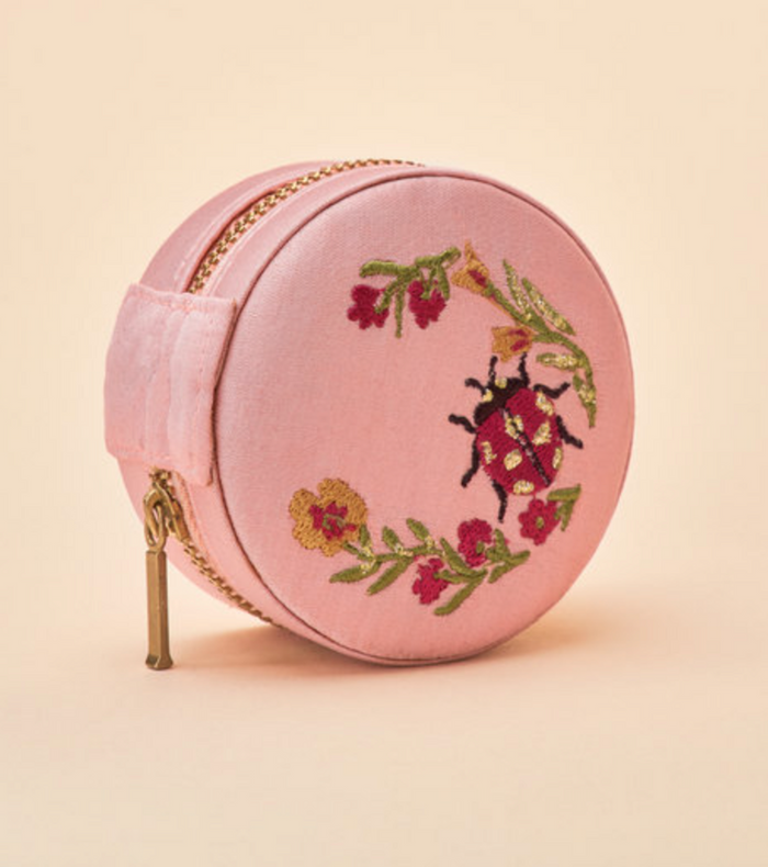 Mini Round Jewelery Travel Case - Pink