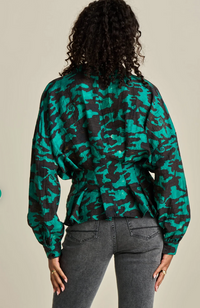 Camo Teal Green Blouse