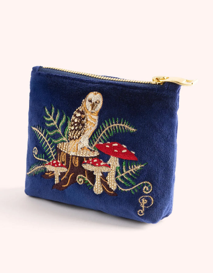 Velvet Mini Pouch - Woodland Owl