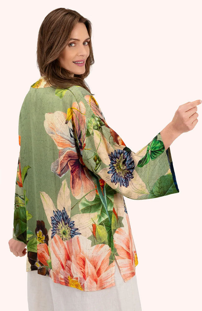 Kimono Jacket - Botanical Bouquet Sage