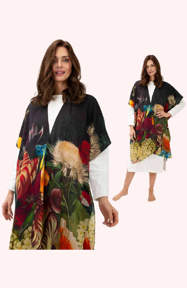 Wool Wrap Around - Opulant Florals, Chocolate