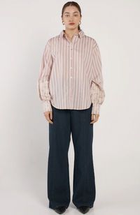 Paloma Striped Embroided Shirt - Pink Stripe