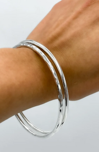 Budhist Temple Bangle Thin - Silver