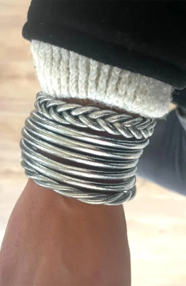 Budhist Temple Bangle Thick - Silver
