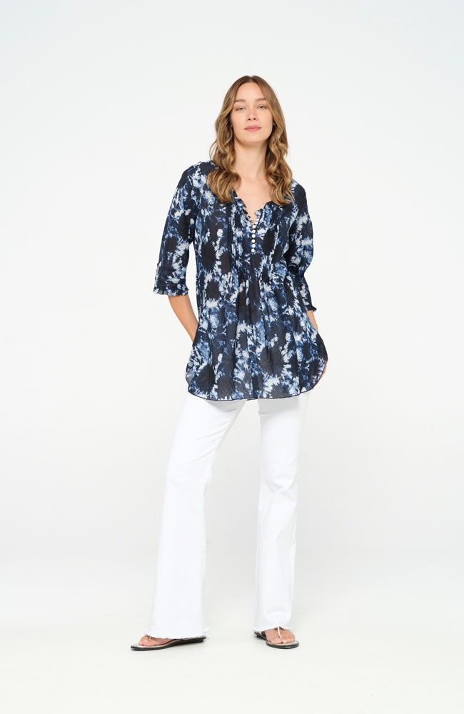 Poppy Top - Shibori | Cotton - Navy
