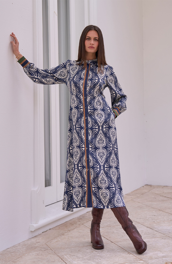 Opaline Shirt Dress - Indigo Multi