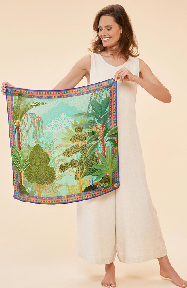 Silk Scarf - Secret Paradise, Aqua