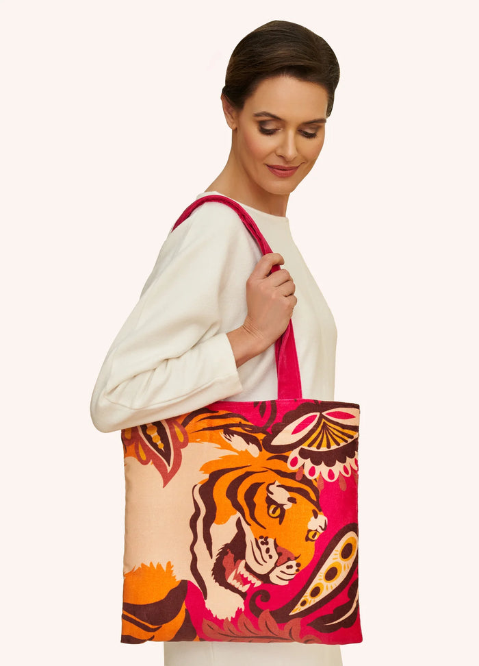 Velvet Tote Bag - Roaring Tiger