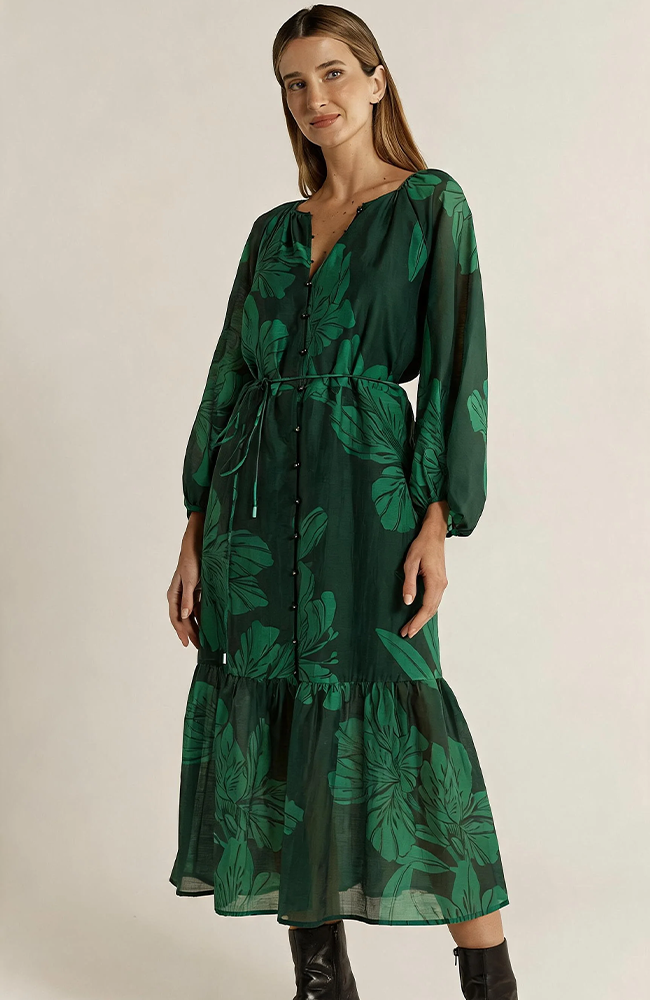 Lynn Tiered Dress - Evergreen