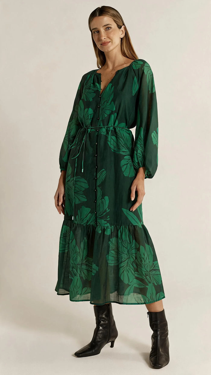 Lynn Tiered Dress - Evergreen